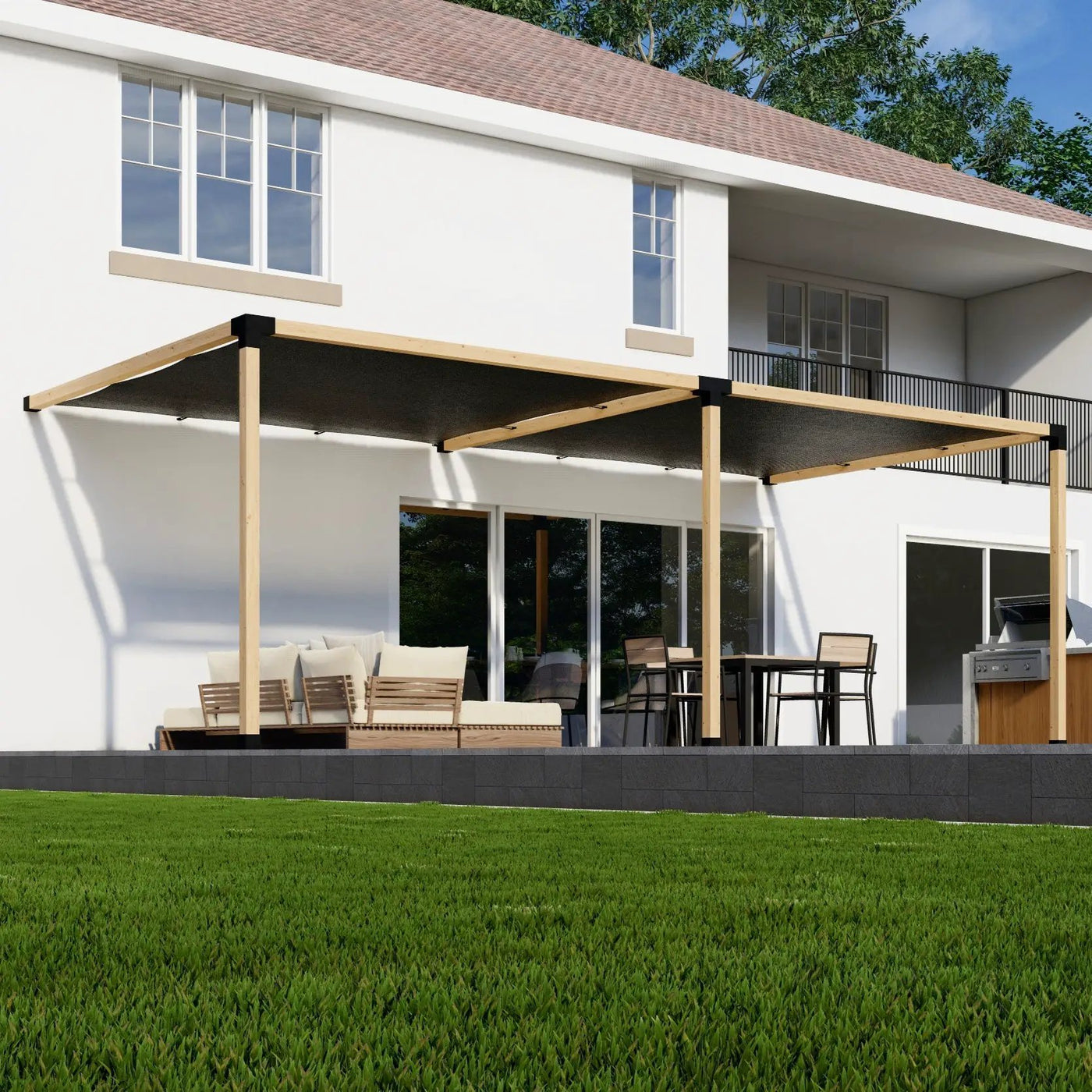 DIY Pergola Kit for an Attached Pergola With Canopies - Any Size Up to 24' x 12' by Zen Pergolas
