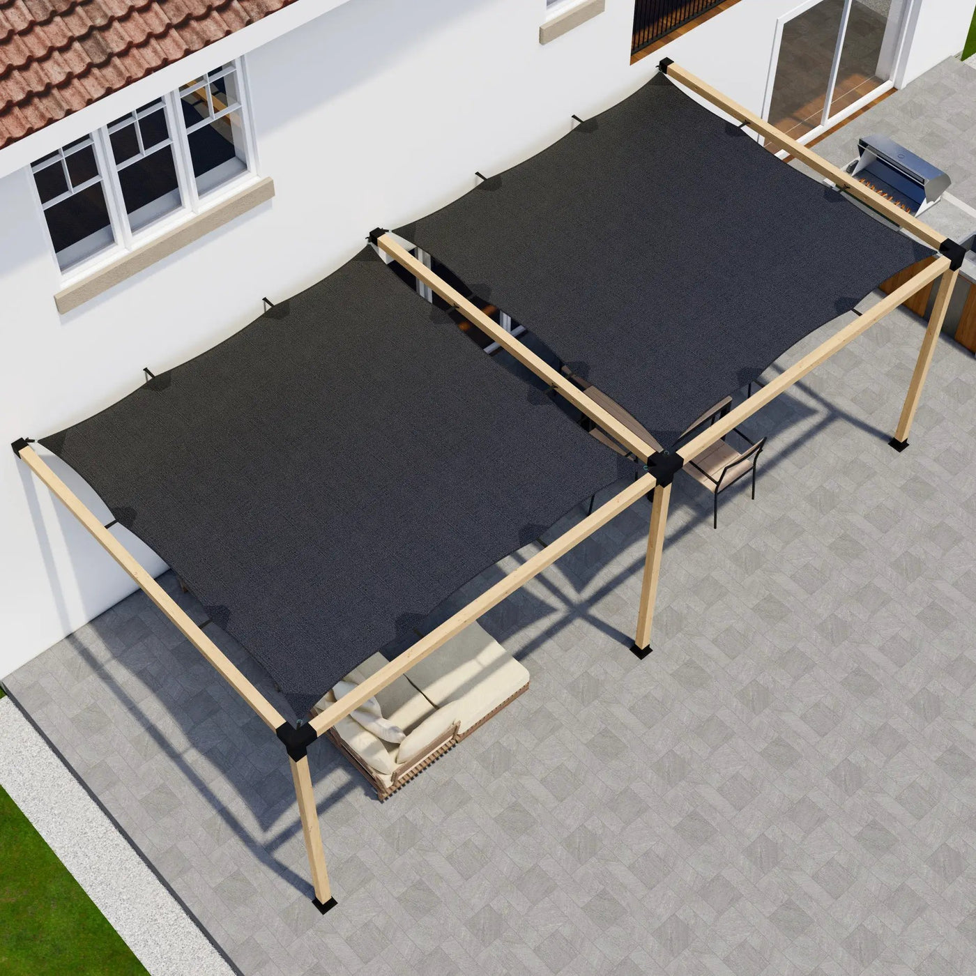 DIY Pergola Kit for an Attached Pergola With Canopies - Any Size Up to 24' x 12' by Zen Pergolas