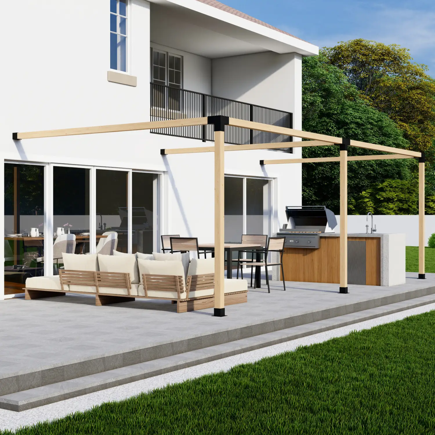 DIY Pergola Bracket Kit for an Attached Pergola Frame - Any Size Up to 24' x 12' by Zen Pergolas
