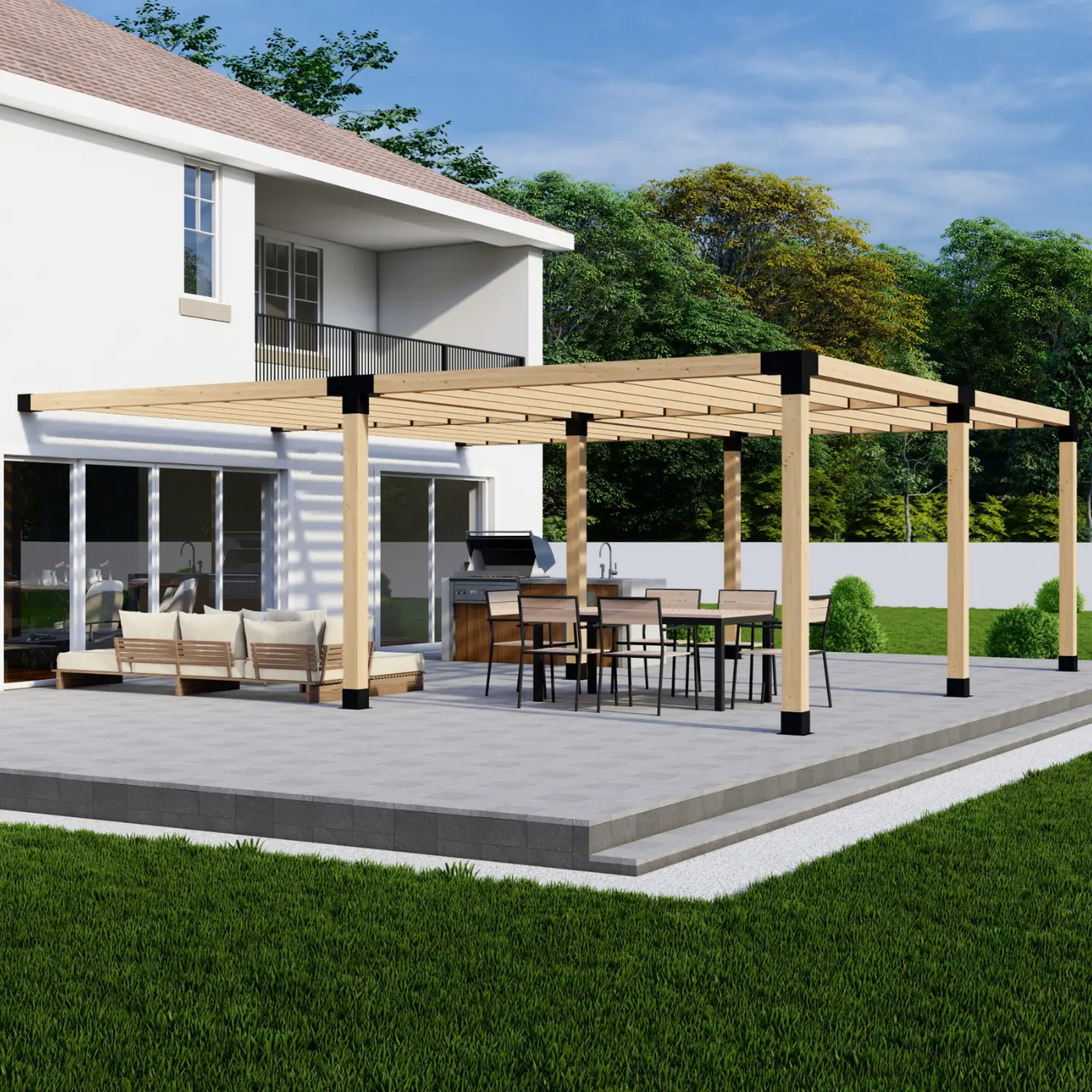 DIY Pergola Bracket Kit for an Attached Pergola With Slatted Roof - Any Size Up to 24' x 24' by Zen Pergolas
