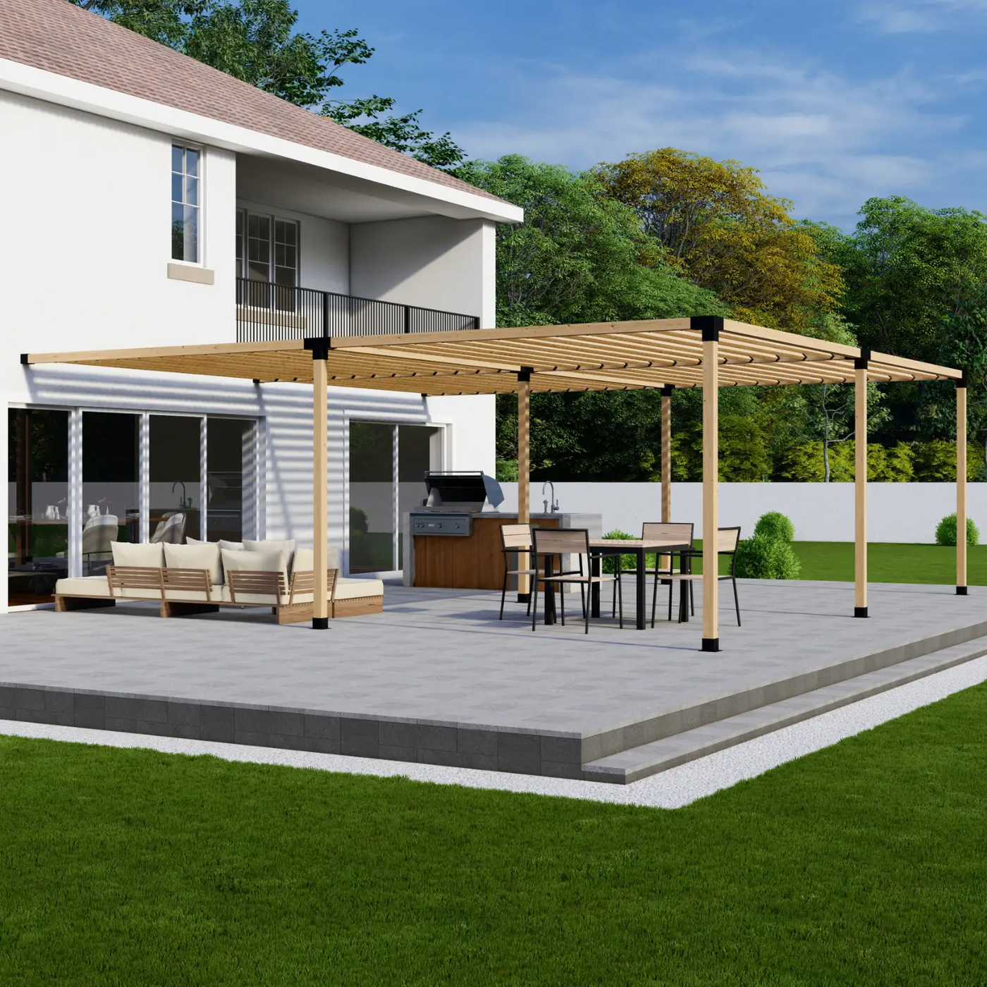DIY Pergola Bracket Kit for an Attached Pergola With Slatted Roof - Any Size Up to 24' x 24' by Zen Pergolas