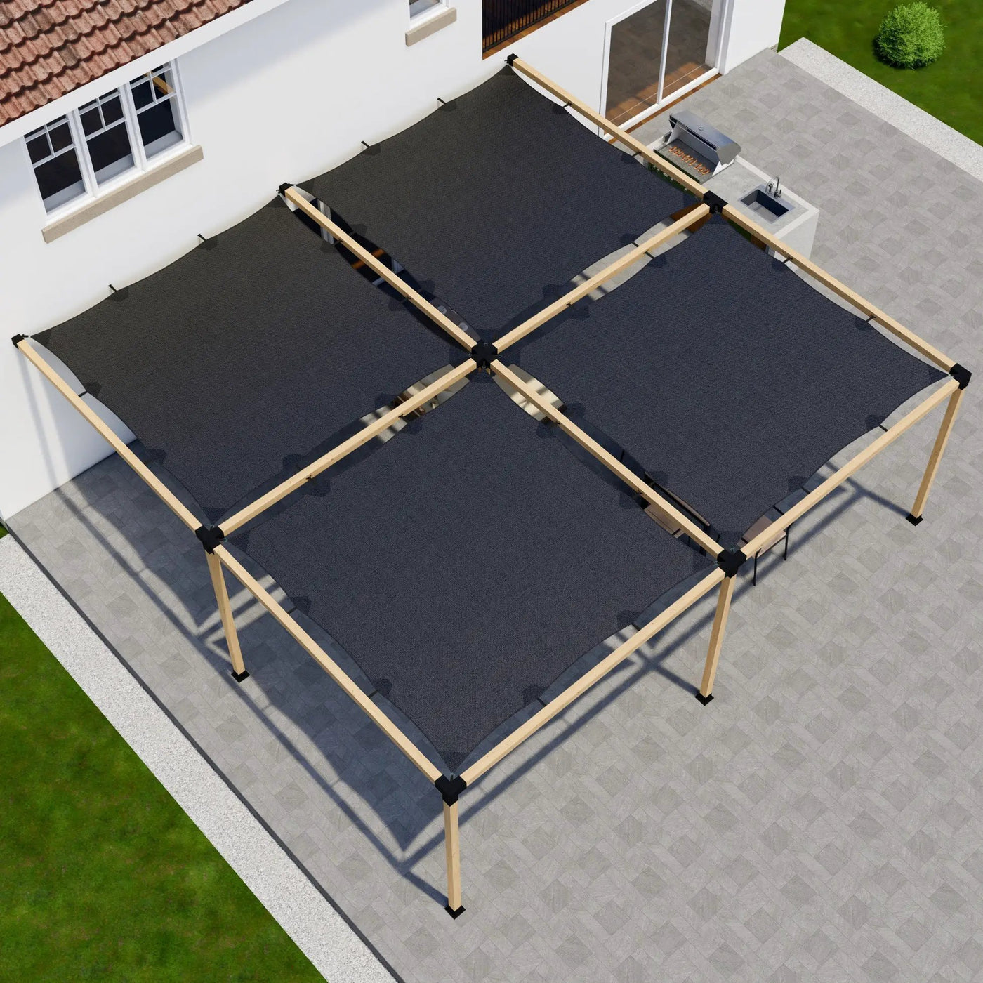 DIY Pergola Kit for an Attached Pergola With Canopies - Any Size Up to 24' x 24' by Zen Pergolas