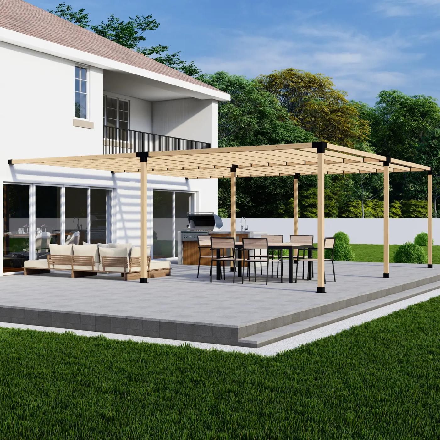 DIY Pergola Bracket Kit for an Attached Pergola With Slatted Roof - Any Size Up to 24' x 24' by Zen Pergolas
