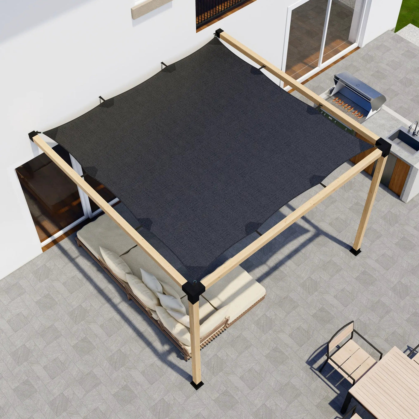 DIY Pergola Kit for an Attached Pergola With Canopy - Any Size Up to 12' x 12' by Zen Pergolas