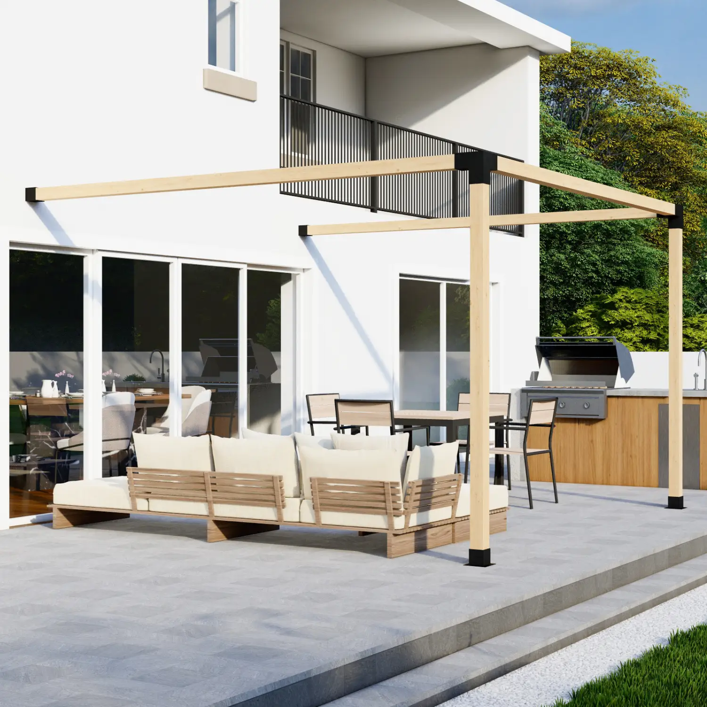 DIY Pergola Bracket Kit for an Attached Pergola Frame - Any Size Up to 12' x 12' by Zen Pergolas