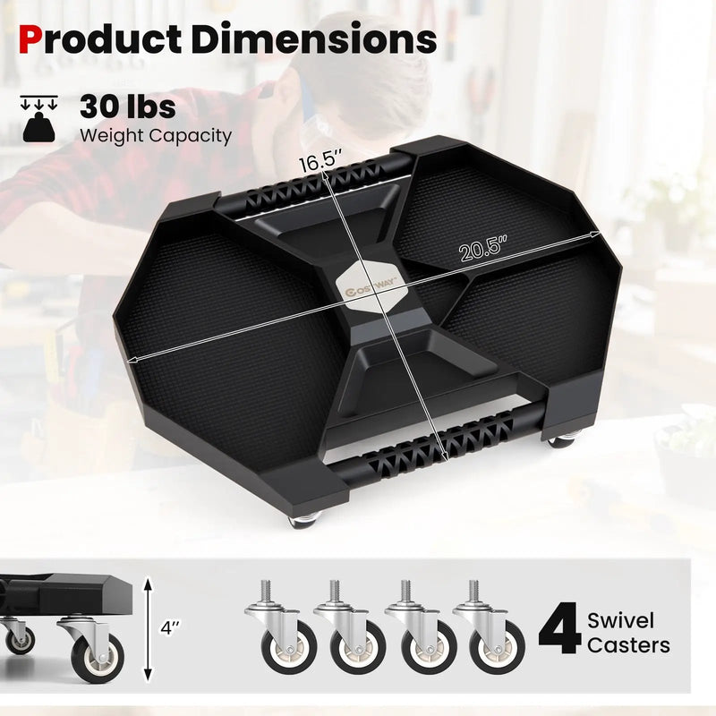 Automotive Rolling Tool Creeper with 4 Swivel Casters and 30 lbs Weight Capacity-Black by DirectDeals