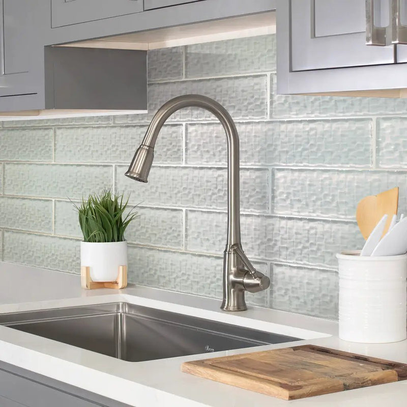 Pearl White 3x12 Textured Glossy Subway Glass Tile (20 pack, 5 sq ft/case) by Apollo Tile