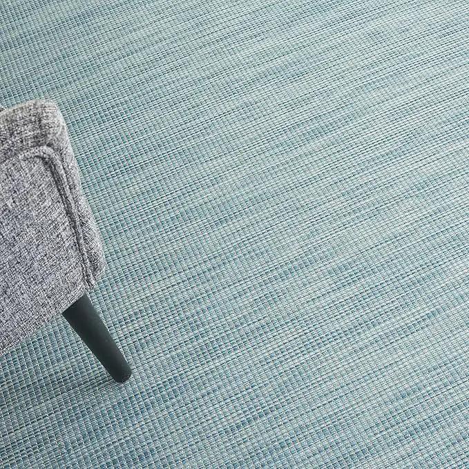 Nourison Positano Indoor-Outdoor Aqua 4' x 6' Area Rug, Easy Cleaning, Non Shedding, Bed Room, Living Room, Dining Room, Backyard, Deck, Patio (4x6) by GreenHaven Gardens