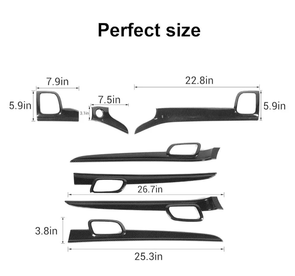 Open Box CheroCar for Jeep Grand Cherokee Dashboard Panel Trim & Door Handle Cover Kits Interior Accessories for 2011-2020 Jeep Grand Cherokee, Carbon by Selzalot