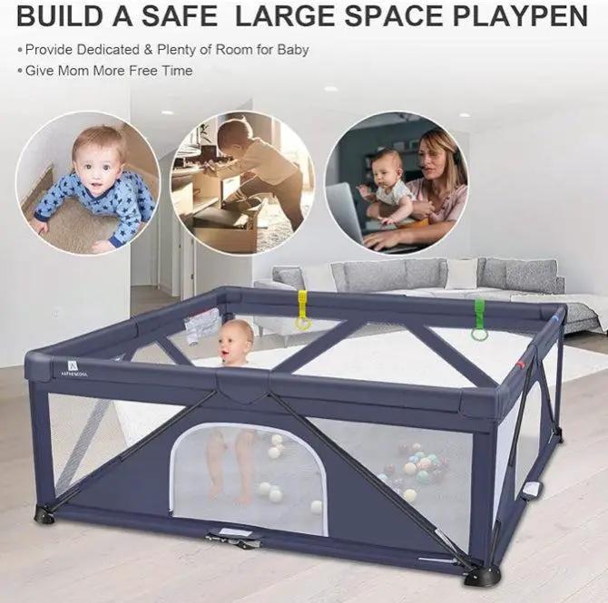 Foldable Baby Gate Playpen, 71"x71"(35 sq. ft Space), Extra Large Playards for Toddler, Kids Activity Center for Home Travel by Selzalot