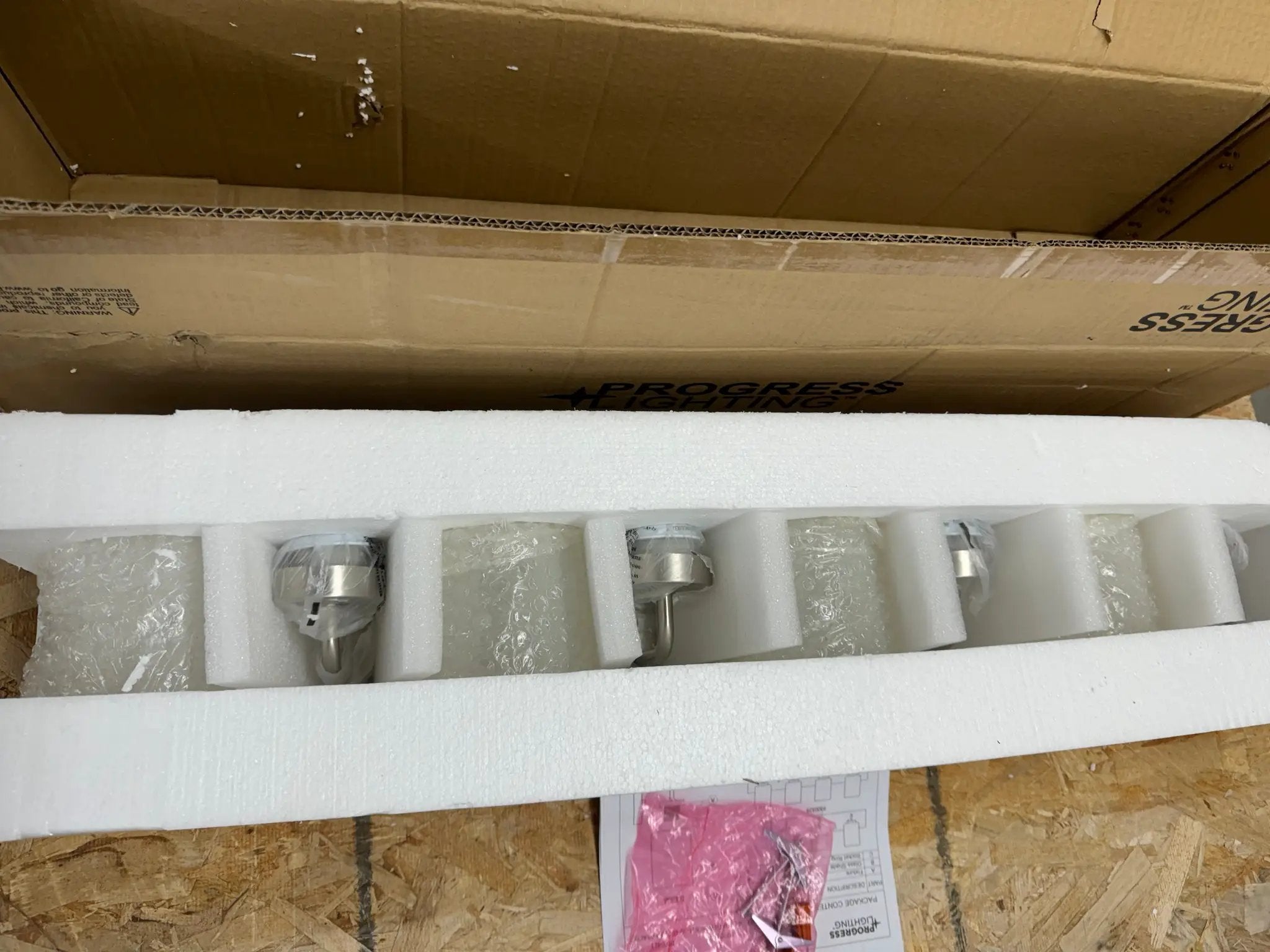 Progress Lighting Merry Collection 30 in. 4-Light Brushed Nickel Etched Glass Transitional Bathroom Vanity Light by Selzalot