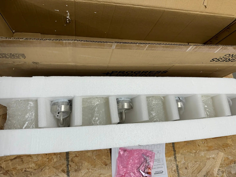 Progress Lighting Merry Collection 30 in. 4-Light Brushed Nickel Etched Glass Transitional Bathroom Vanity Light by Selzalot