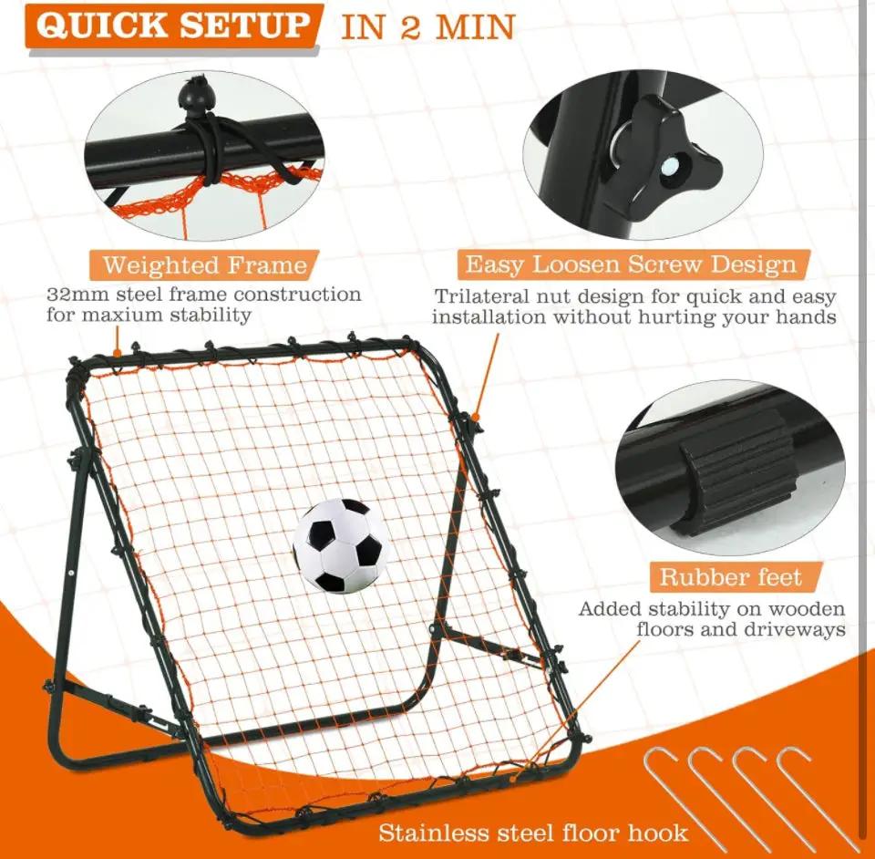 RayChee Portable Soccer Rebounder, 3.3×3.3FT/3.9×3.9FT Rebound Net with Quick Folding Design, Multi Angle Adjustment for Kids Teens & All Ages, Soccer by Selzalot
