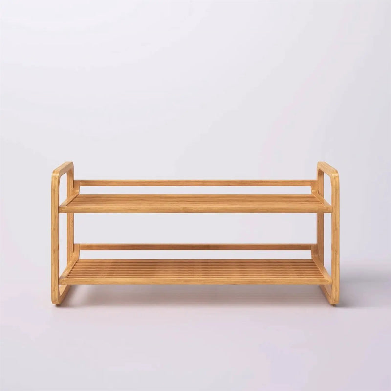 Bamboo Modern 2-Shelf Stackable Shoe Rack - Holds up to 8 Pair of Shoes by HomePacific