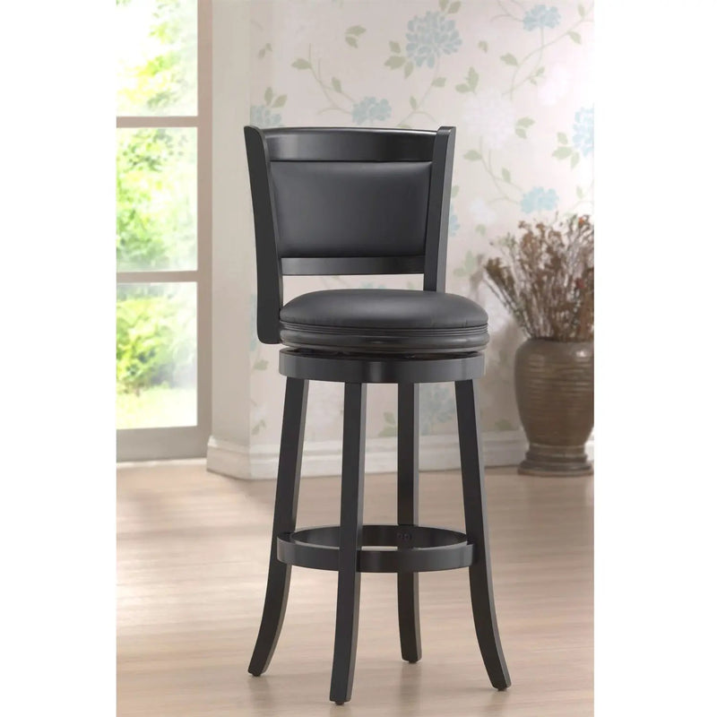 Black 29-inch Swivel Seat Barstool with Faux Leather Cushion Seat by HomePacific