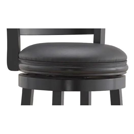 Black 29-inch Swivel Seat Barstool with Faux Leather Cushion Seat by HomePacific