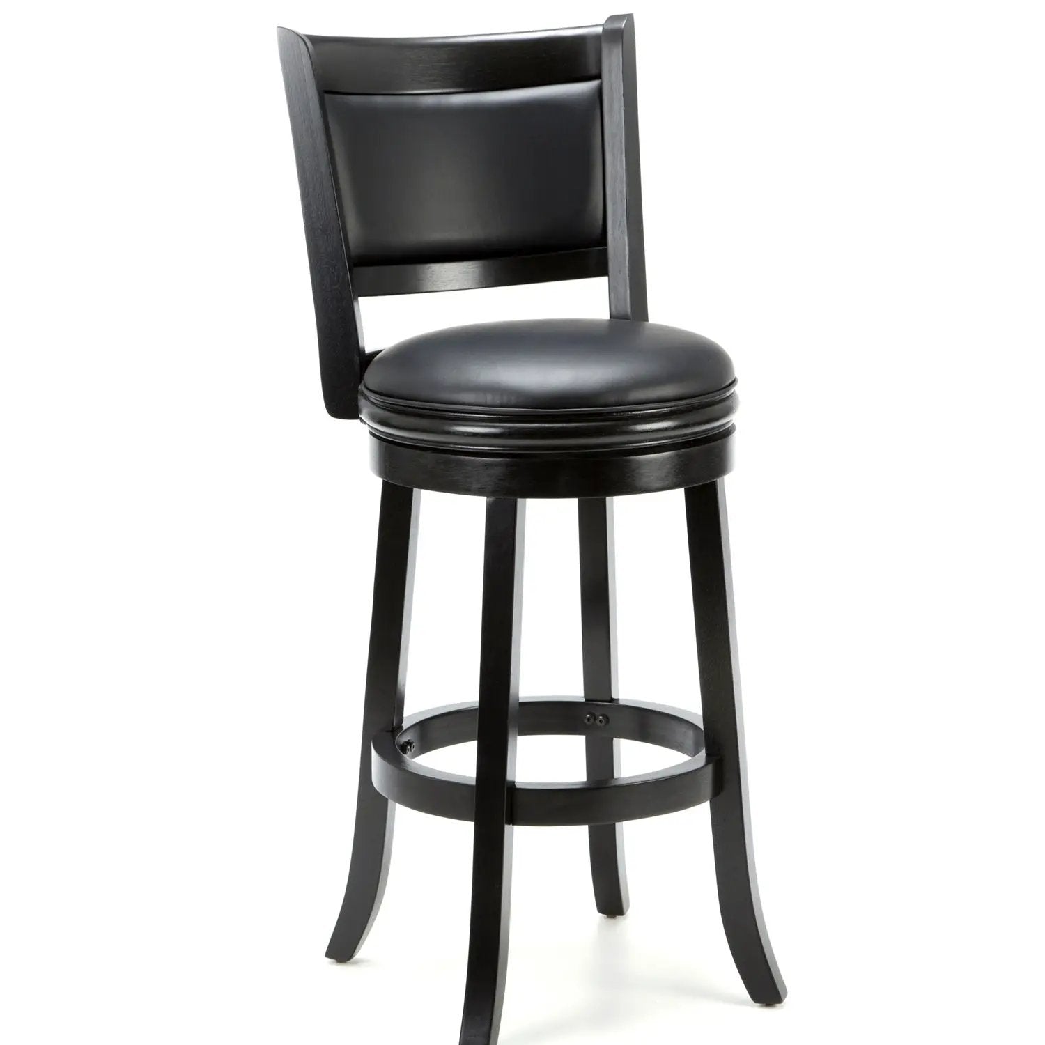 Black 29-inch Swivel Seat Barstool with Faux Leather Cushion Seat by HomePacific