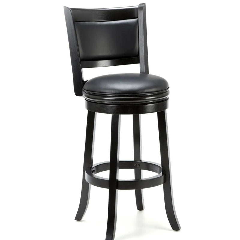 Black 29-inch Swivel Seat Barstool with Faux Leather Cushion Seat by HomePacific