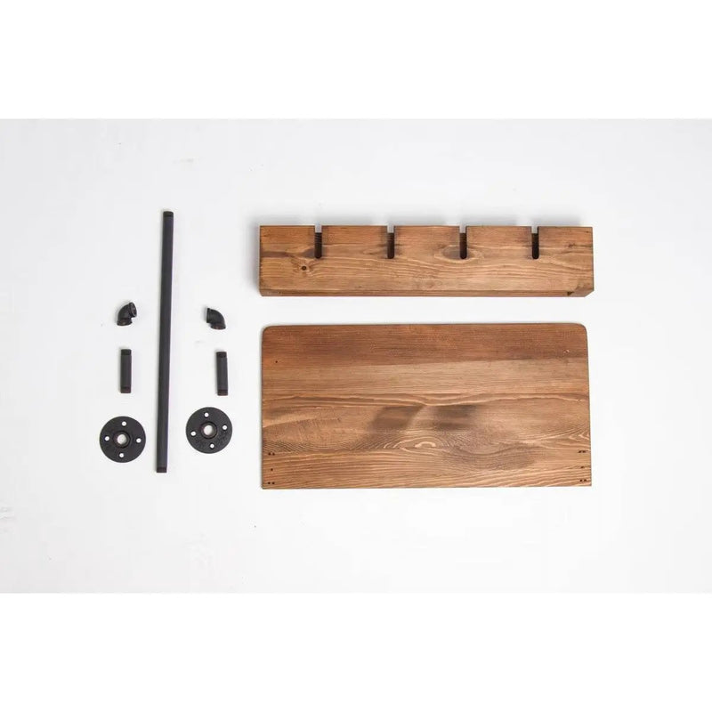 4 Bottle Rustic Farmhouse Wall Mounted Wine Rack with Glass Holder by HomePacific