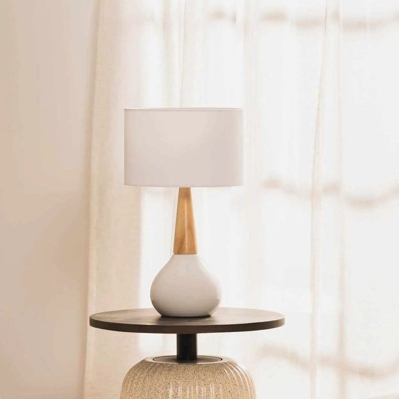 Baugo White Ceramic Table Lamp by Boutique Rugs