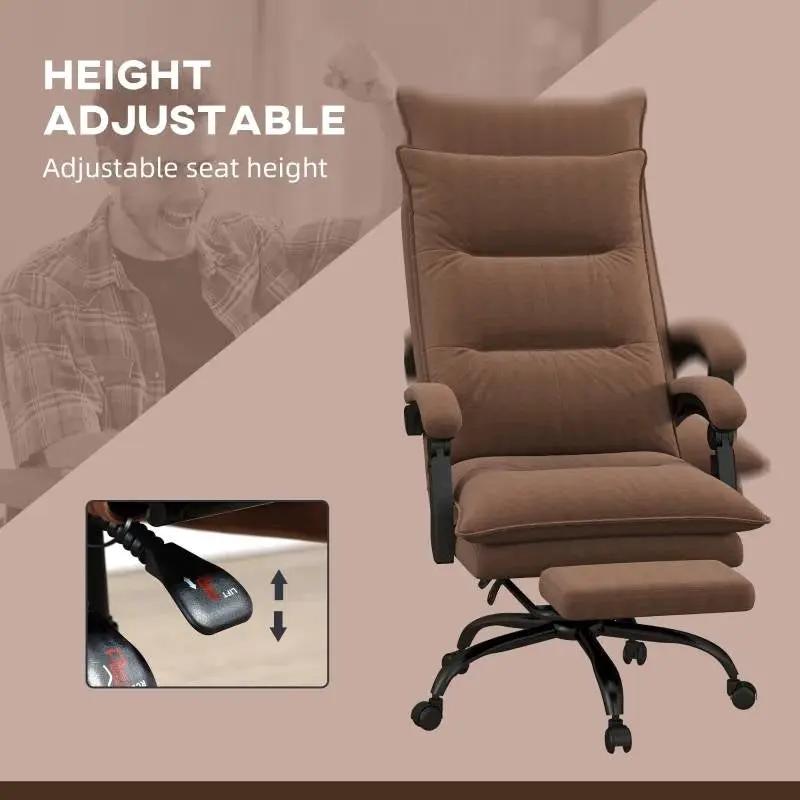 Double Padded Executive Massage Heated Office Chair Brown by HomePacific
