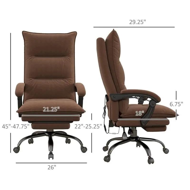 Double Padded Executive Massage Heated Office Chair Brown by HomePacific