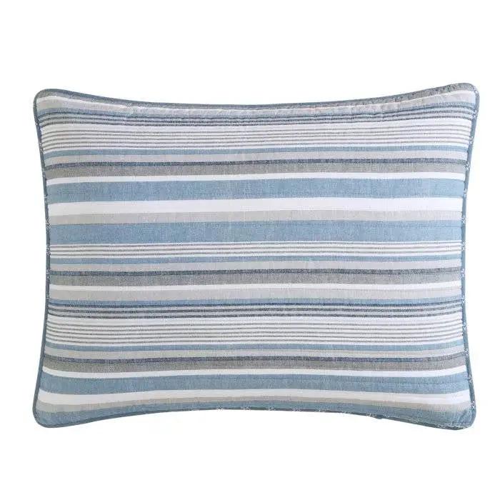 100-Percent Cotton Blue White Grey Nautical Stripes 4 Piece Daybed Cover Set by HomePacific