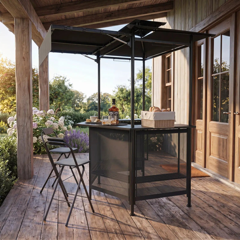 Grill Gazebo with Shelves, Hooks & Double Roof Canopy by DirectDeals