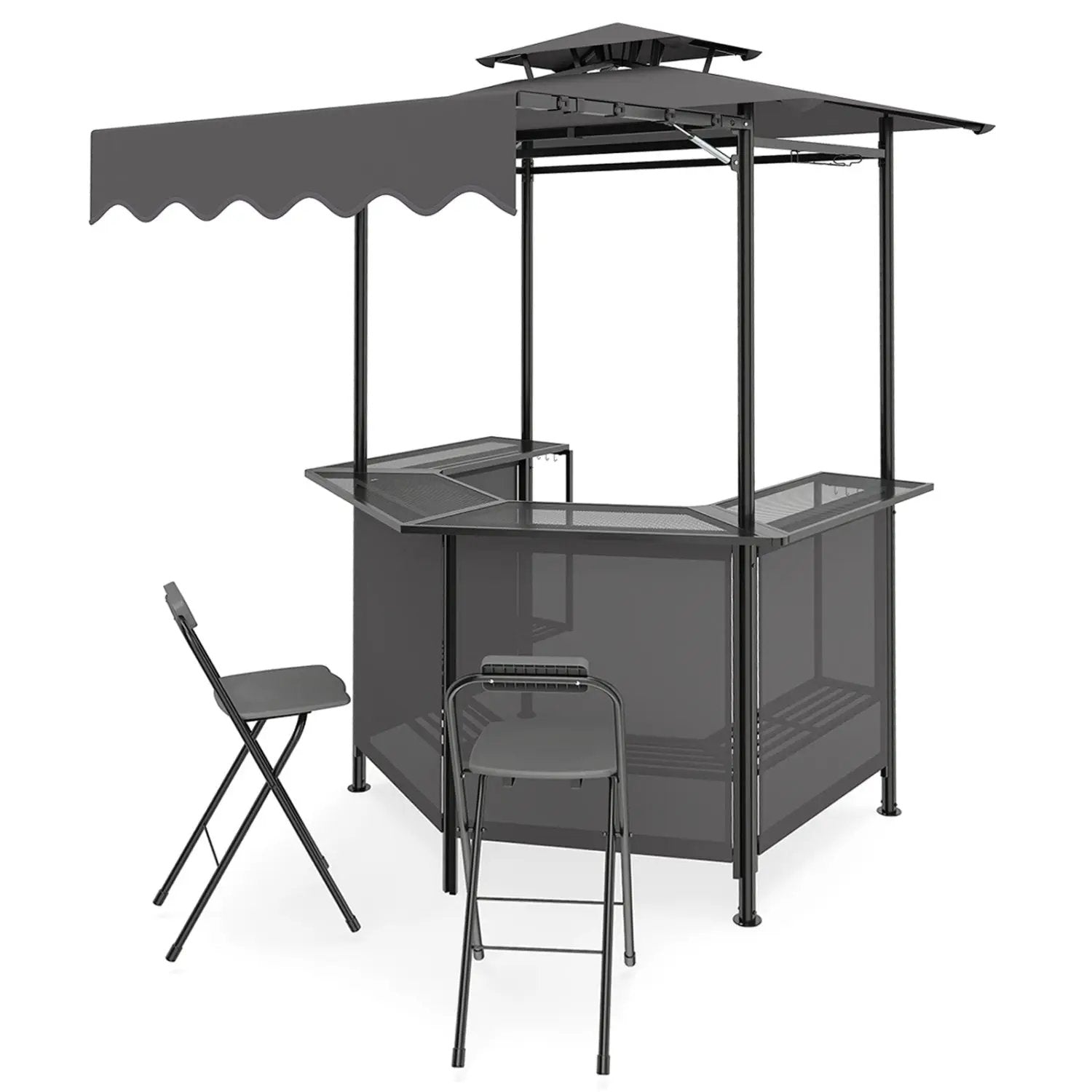 Grill Gazebo with Shelves, Hooks & Double Roof Canopy by DirectDeals