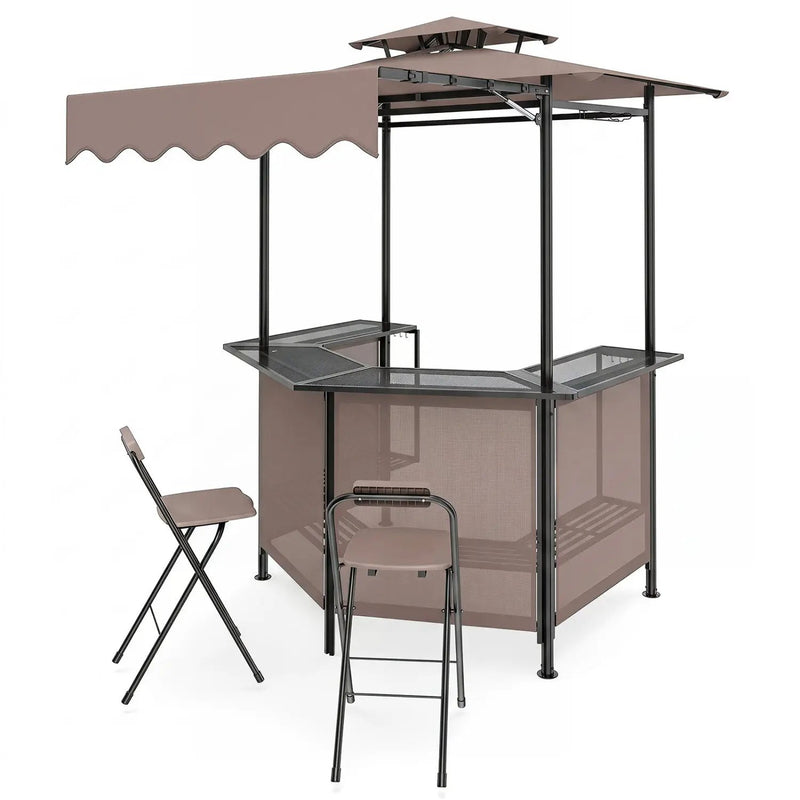 Grill Gazebo with Shelves, Hooks & Double Roof Canopy by DirectDeals