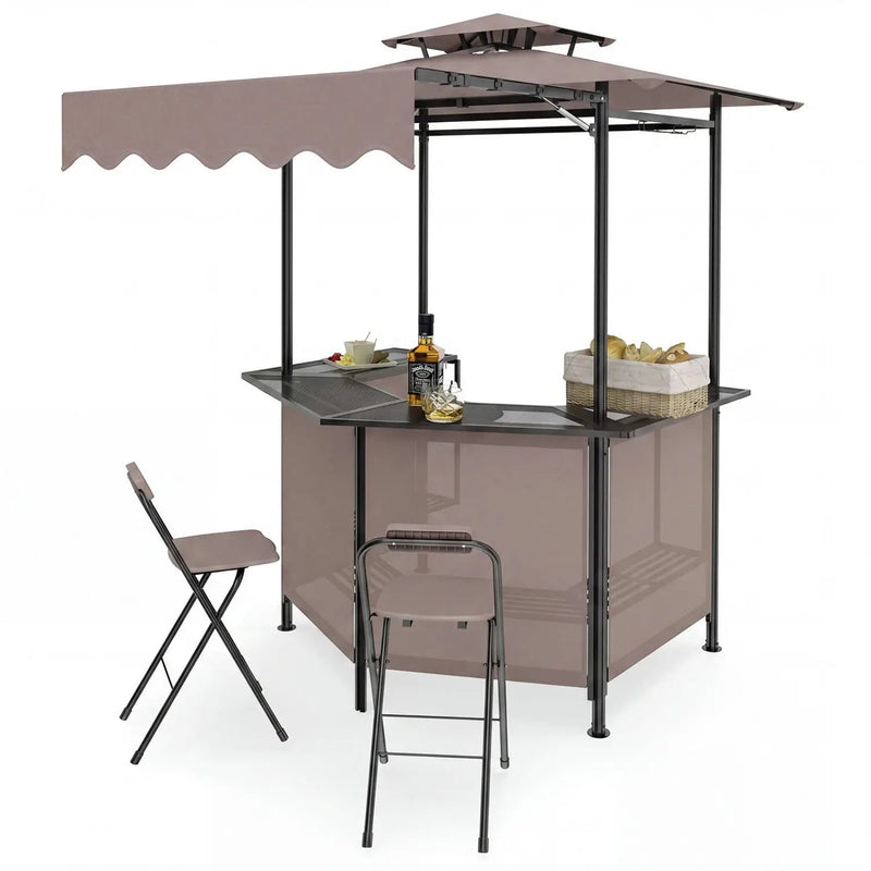 Grill Gazebo with Shelves, Hooks & Double Roof Canopy by DirectDeals
