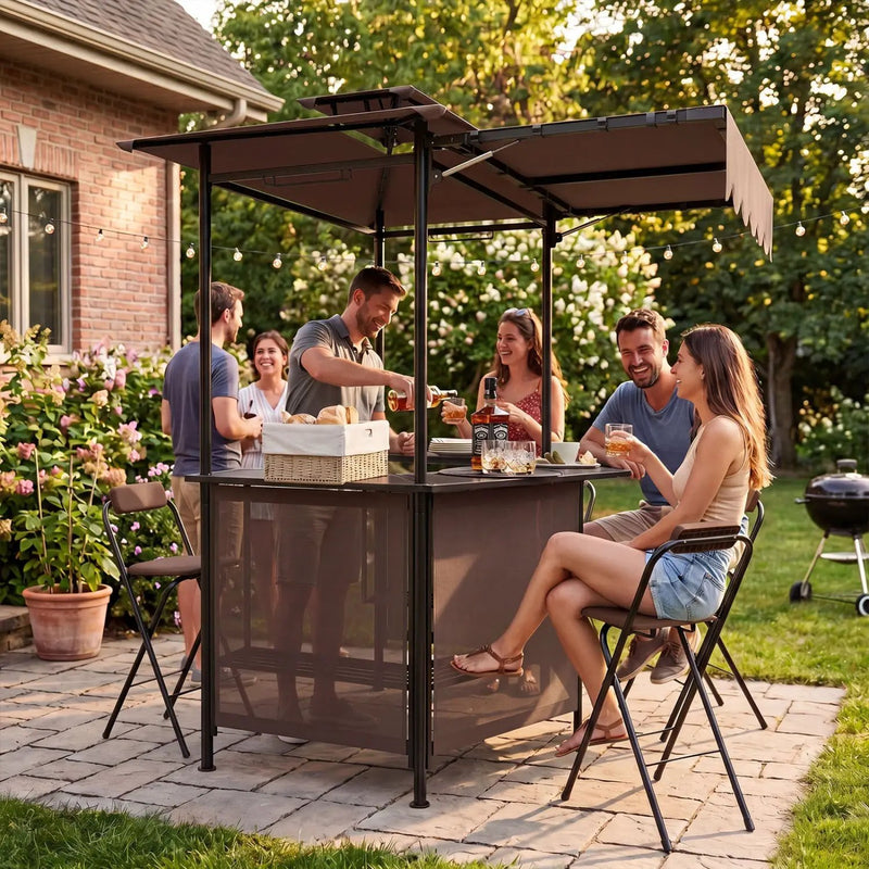 Grill Gazebo with Shelves, Hooks & Double Roof Canopy by DirectDeals