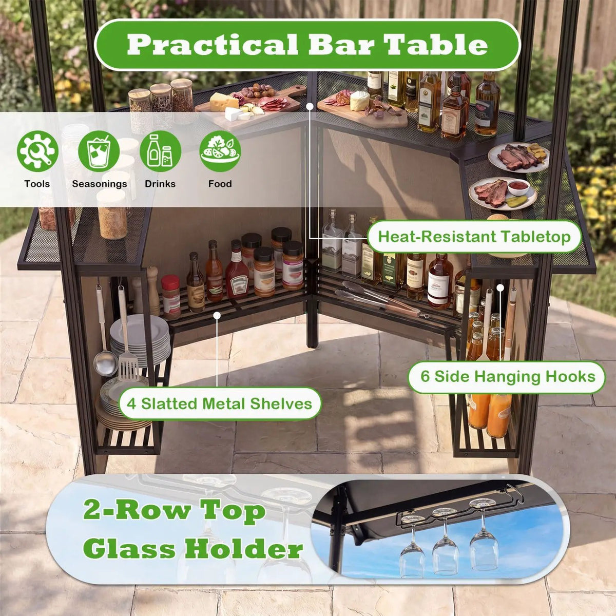 Grill Gazebo with Shelves, Hooks & Double Roof Canopy by DirectDeals
