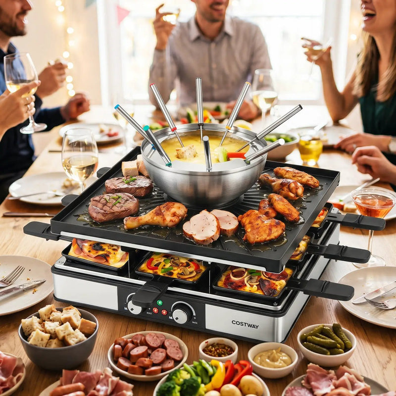 BBQ Grill with Fondue Pot Set for 8 People by DirectDeals