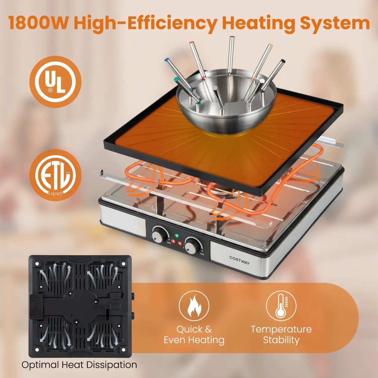 BBQ Grill with Fondue Pot Set for 8 People by DirectDeals