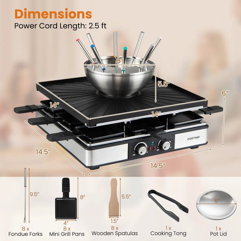 BBQ Grill with Fondue Pot Set for 8 People by DirectDeals
