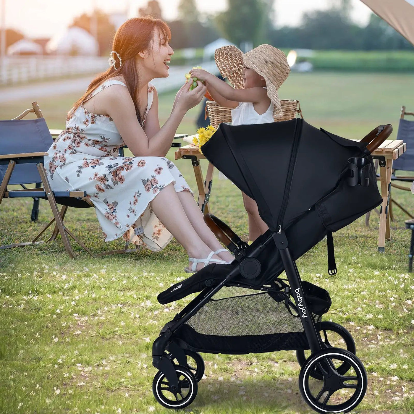 5-Point Harness Lightweight Infant Stroller with Foot Cover and Adjustable Backrest by DirectDeals