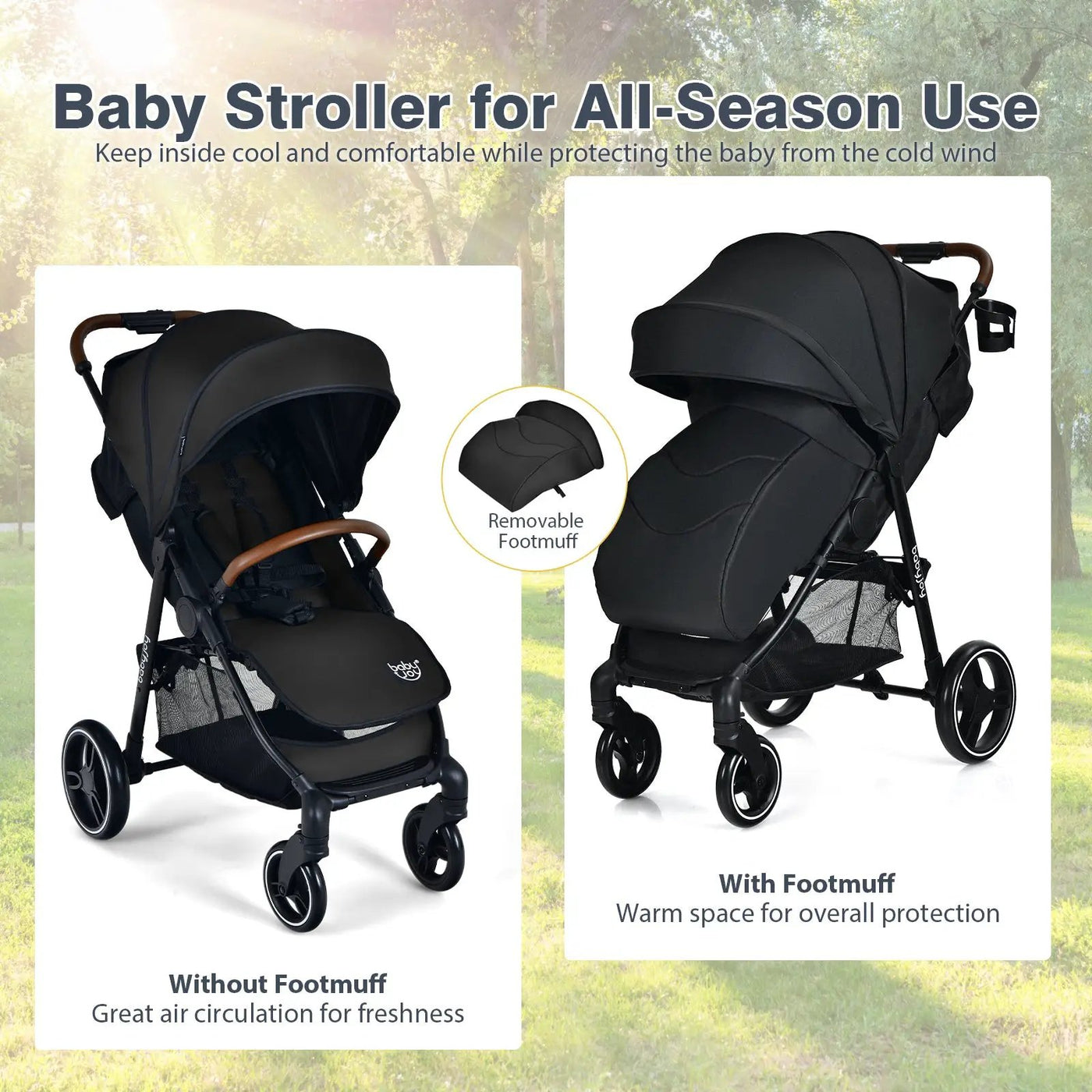 5-Point Harness Lightweight Infant Stroller with Foot Cover and Adjustable Backrest by DirectDeals