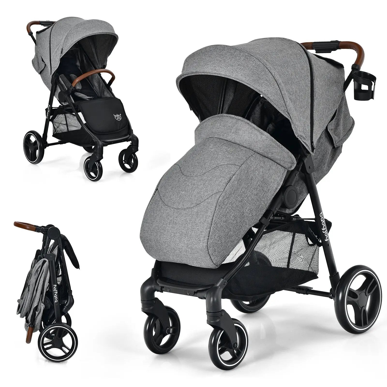 5-Point Harness Lightweight Infant Stroller with Foot Cover and Adjustable Backrest by DirectDeals