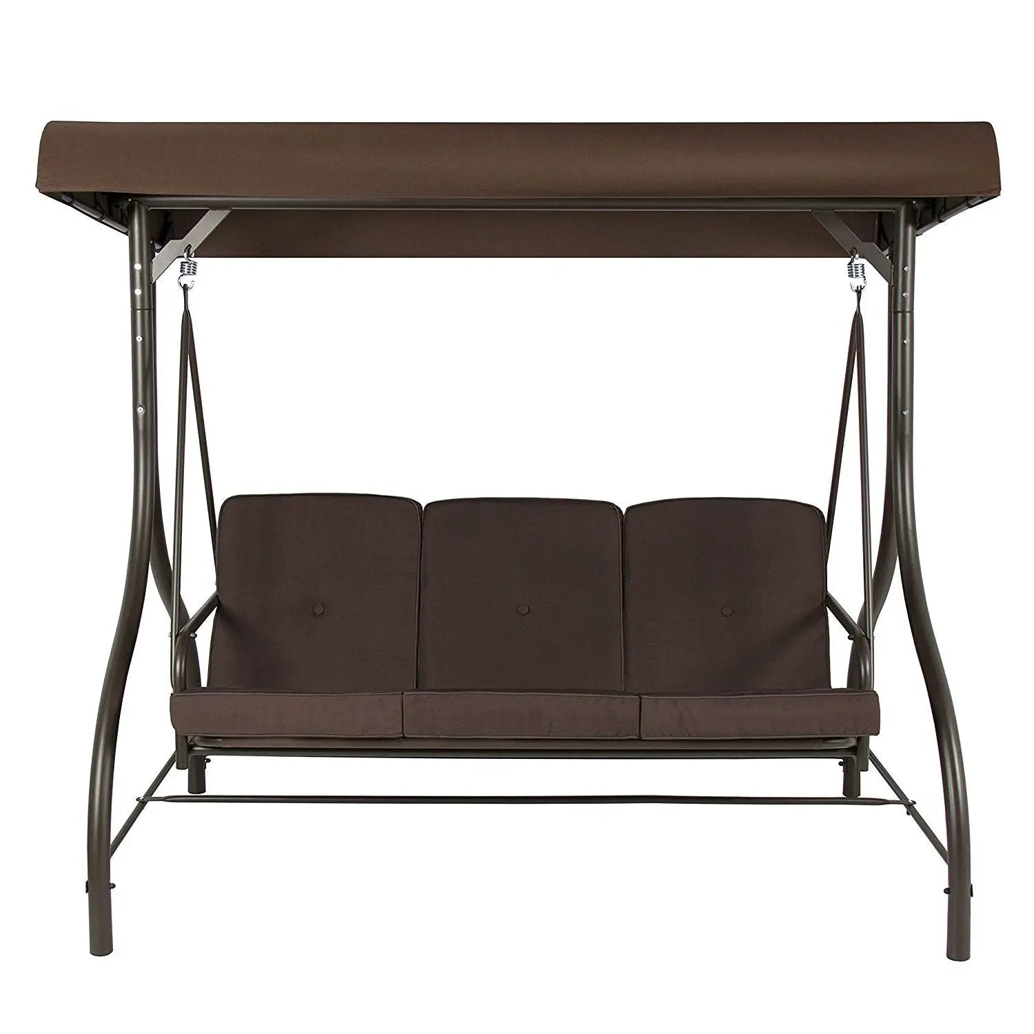 Brown 3-Person Outdoor Porch Swing with Canopy by HomePacific
