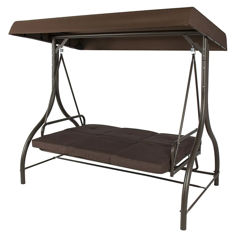 Brown 3-Person Outdoor Porch Swing with Canopy by HomePacific