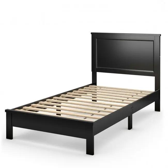 Twin Size Modern College Dorm Wooden Platform Bed in Black by HomePacific