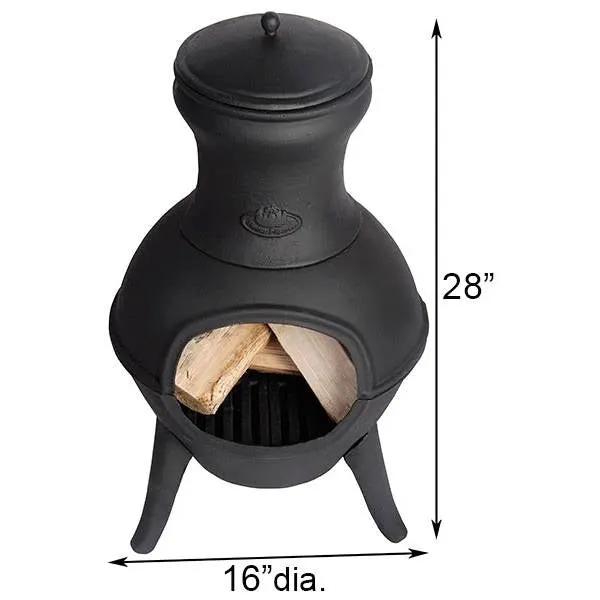 Small Black Outdoor Cast Iron Chimenea Wood Burning Fire Pit by HomePacific