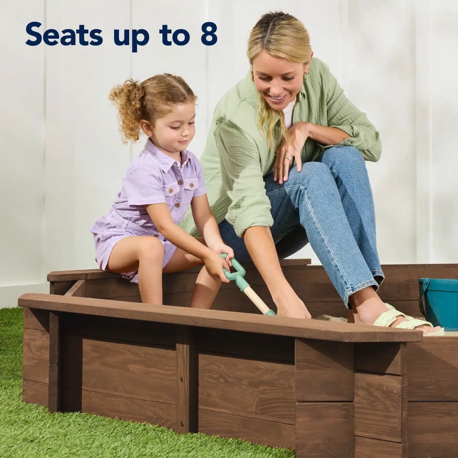 Kid's Octagonal Sandbox in Walnut Wood Finish by HomePacific