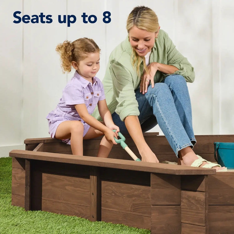 Kid's Octagonal Sandbox in Walnut Wood Finish by HomePacific