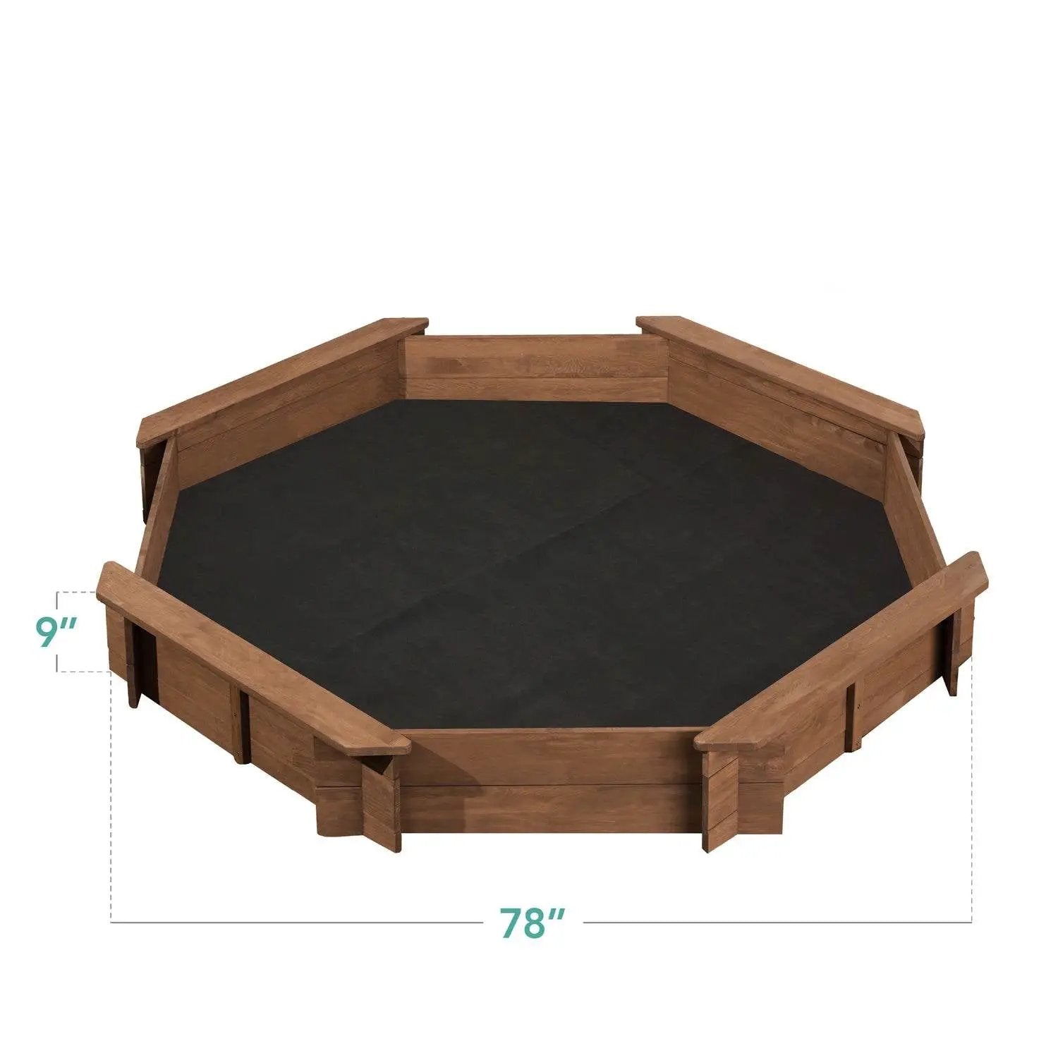 Kid's Octagonal Sandbox in Walnut Wood Finish by HomePacific