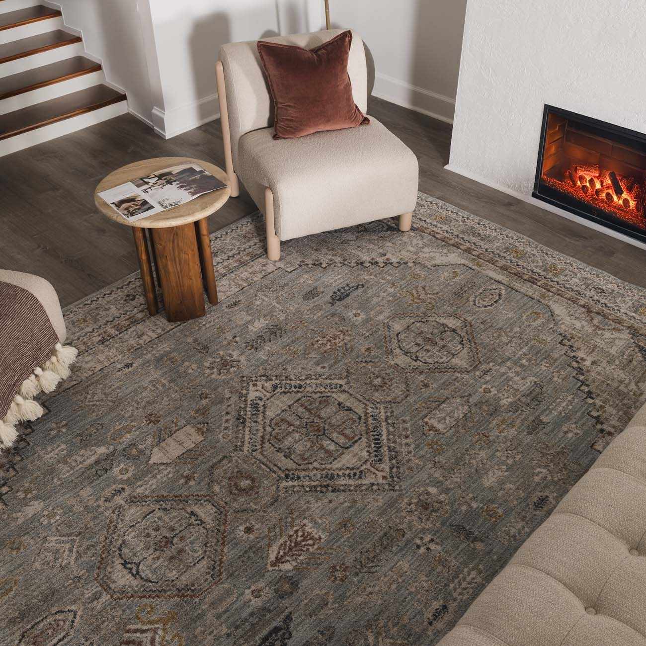 Kouta Gray Blue Area Rug by Boutique Rugs