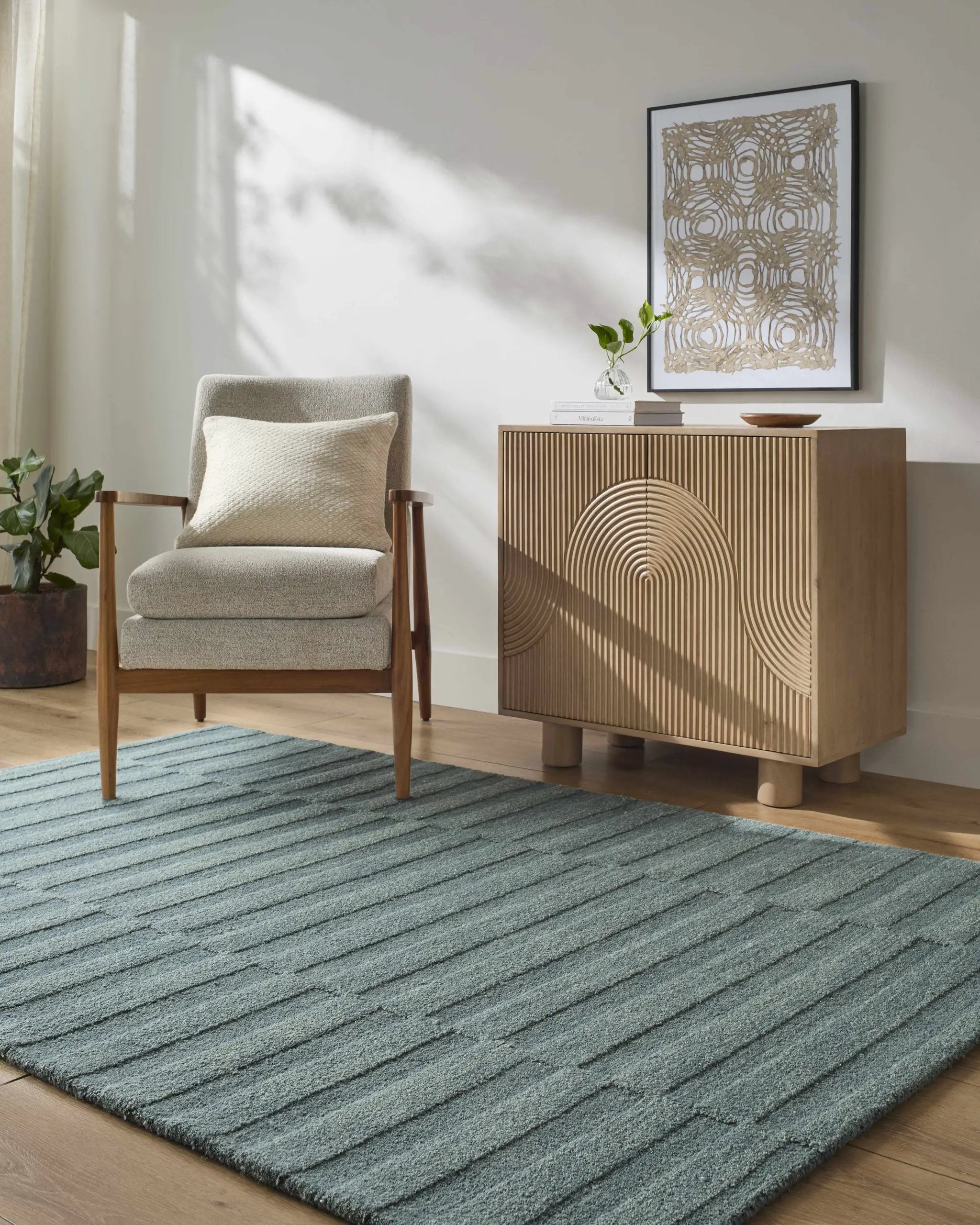 Idaho Broken-Stiped Petrol Blue Area Rug by Boutique Rugs