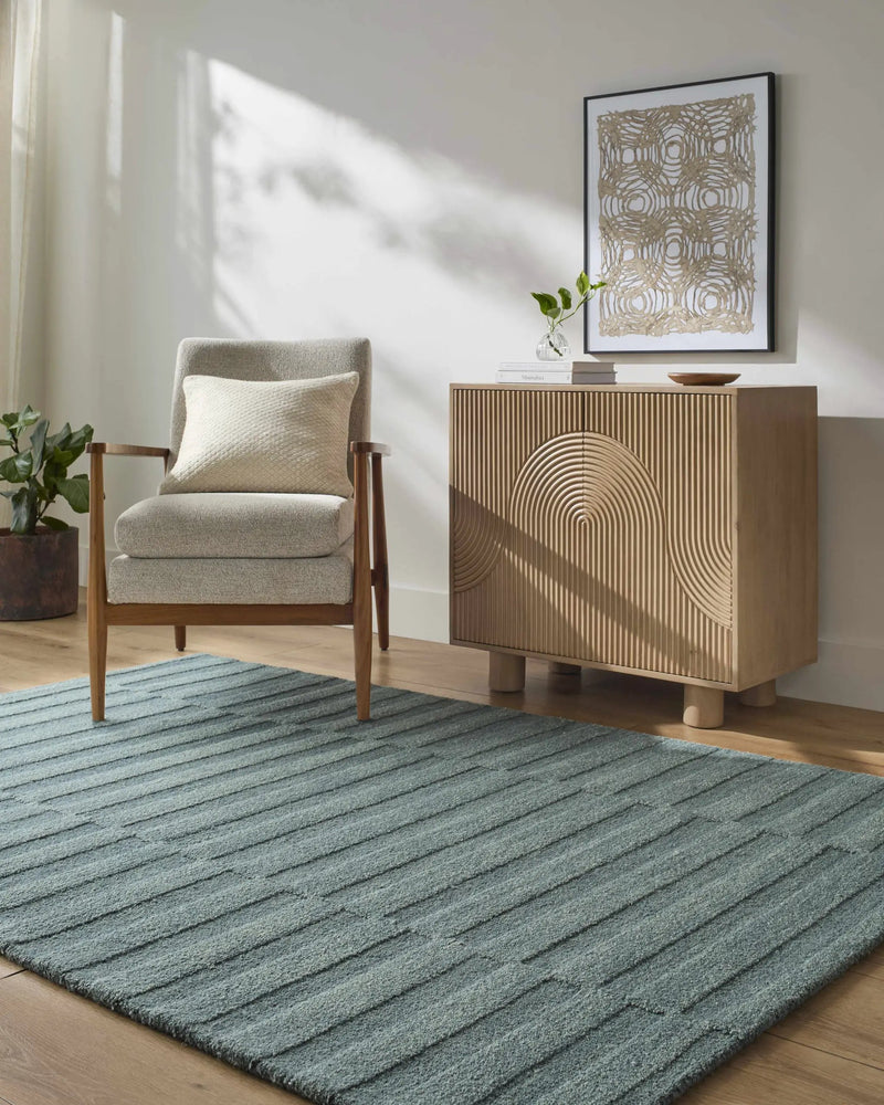 Idaho Broken-Stiped Petrol Blue Area Rug by Boutique Rugs