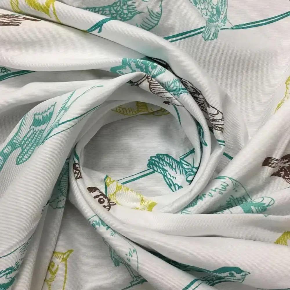 72-inch 100-Percent Cotton Fabric Shower Curtain with Teal Beige Black Birds by HomePacific